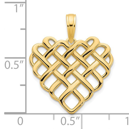 Dije de Corazón Fancy en Oro Amarillo de 14K