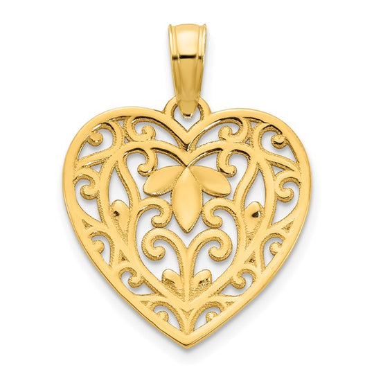 Colgante Corazón Elegante en Oro Amarillo de 14K