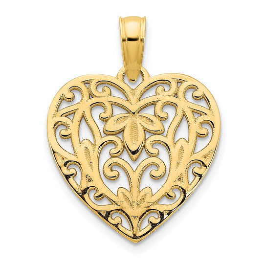 Colgante Corazón Elegante en Oro Amarillo de 14K