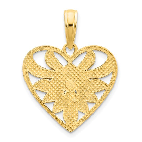 Dije de Corazón Fancy en Oro Amarillo de 14k