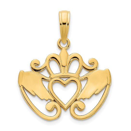 Colgante Fancy Claddagh en Oro de 14k