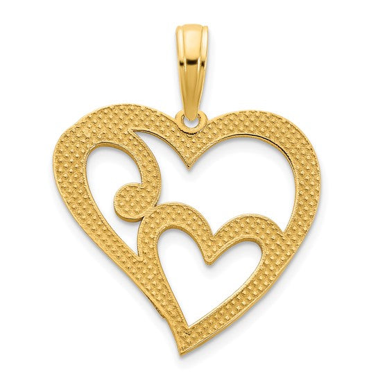 Colgante Corazón dentro de Corazón en Oro de 14k