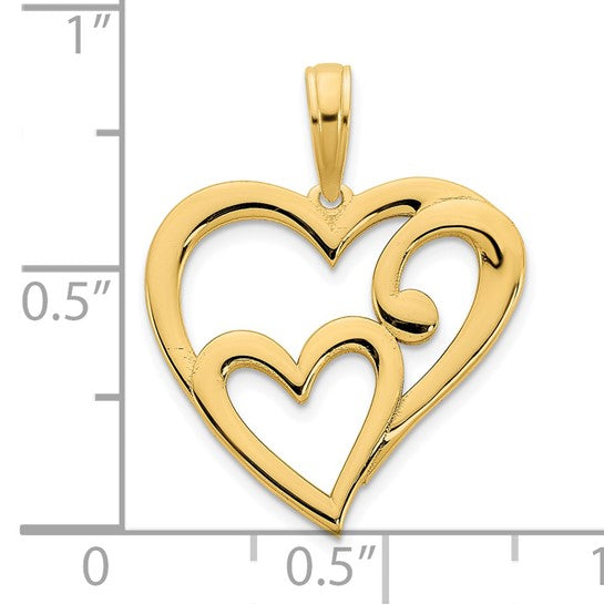 Colgante Corazón dentro de Corazón en Oro de 14k