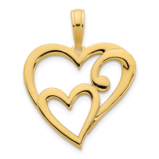 Colgante Corazón dentro de Corazón en Oro de 14k