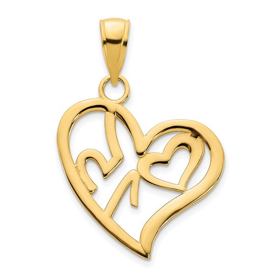 Dije Corazón #15 en Oro Amarillo 14K