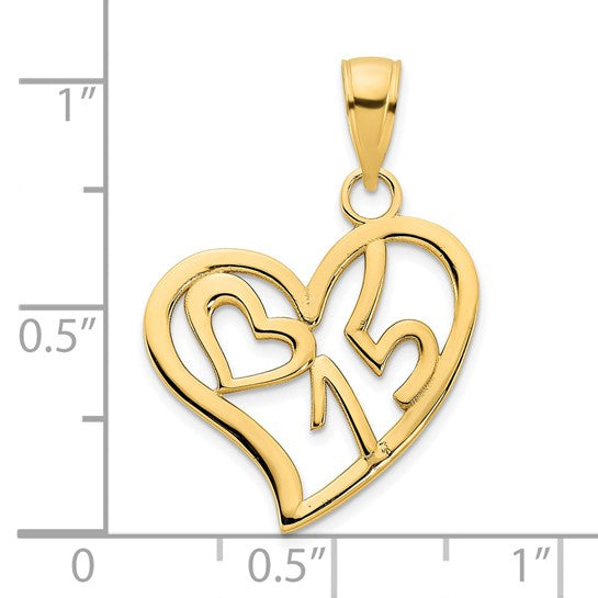 Dije Corazón #15 en Oro Amarillo 14K