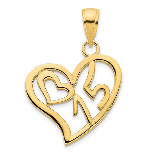 Dije Corazón #15 en Oro Amarillo 14K