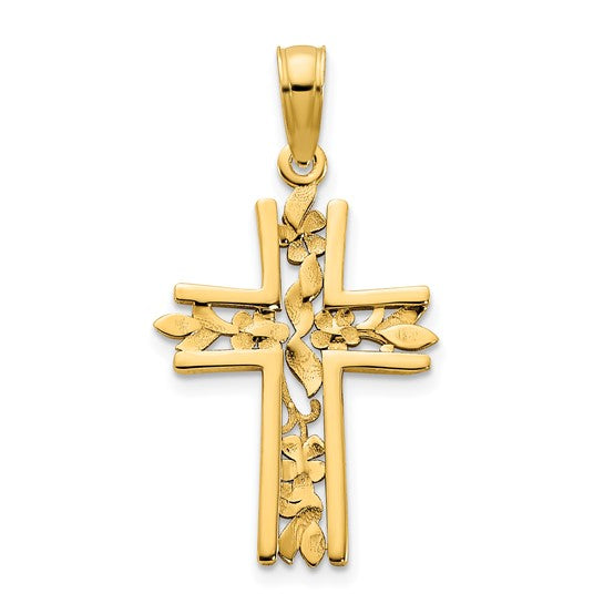 Colgante de Cruz Elegante en Oro Amarillo de 14k