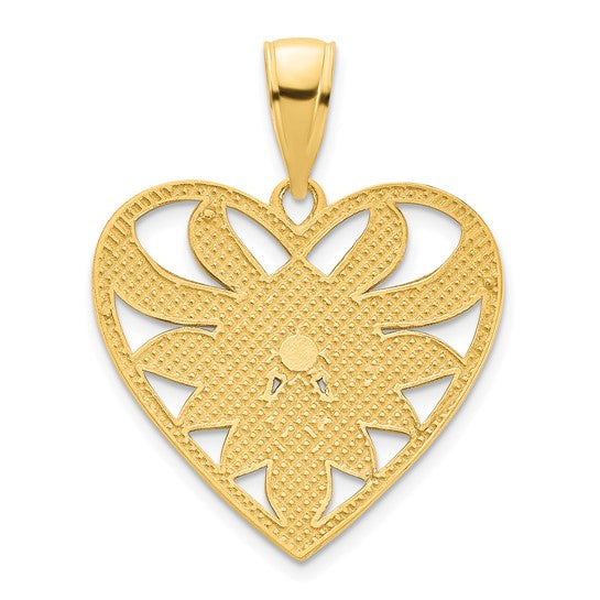 Dije de Corazón Fancy en Oro Amarillo de 14k