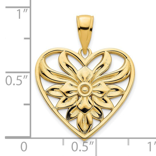 Dije de Corazón Fancy en Oro Amarillo de 14k