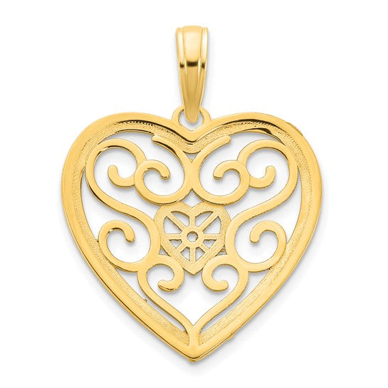 Dije Fancy Corazón en Oro Amarillo de 14K