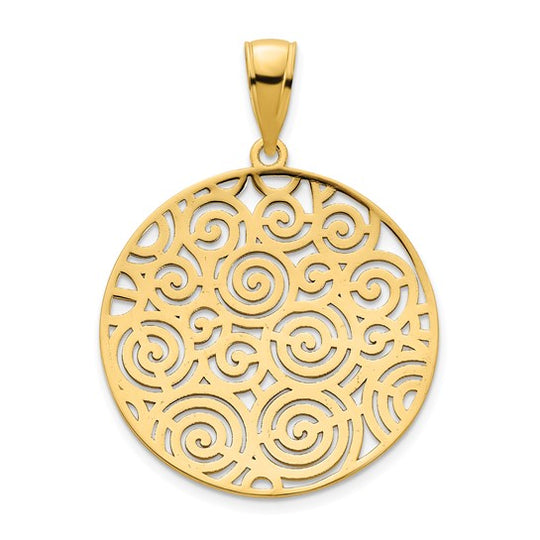 Dije de Disco Filigrana Fancy en Oro Amarillo de 14k