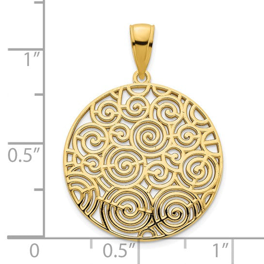 Dije de Disco Filigrana Fancy en Oro Amarillo de 14k