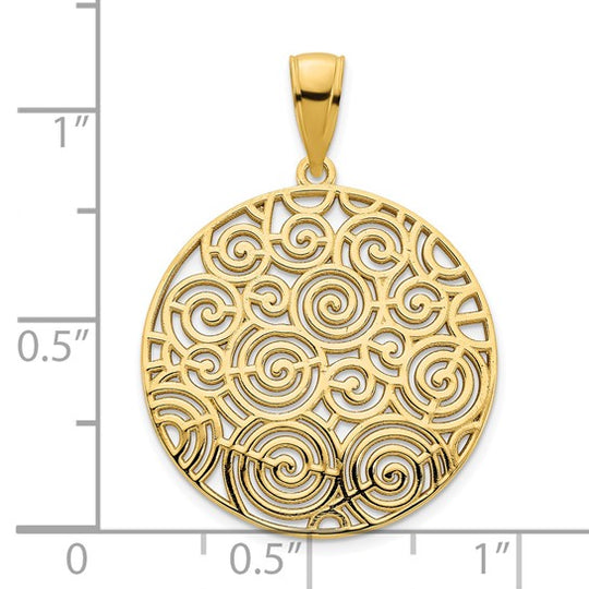 Dije de Disco Filigrana Fancy en Oro Amarillo de 14k