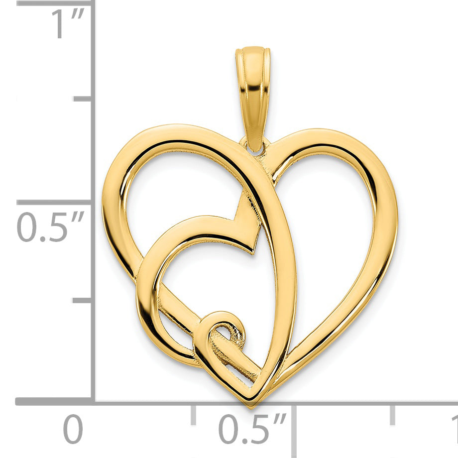 Colgante Corazón en un Corazón en Oro de 14k