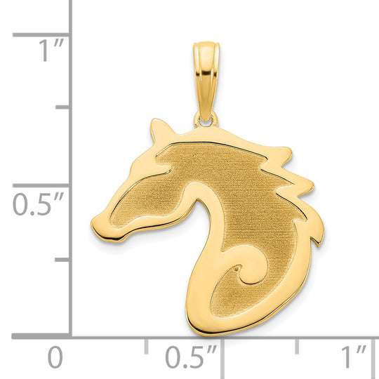 Dije Cabeza de Caballo Arenado en Oro Amarillo de 14K