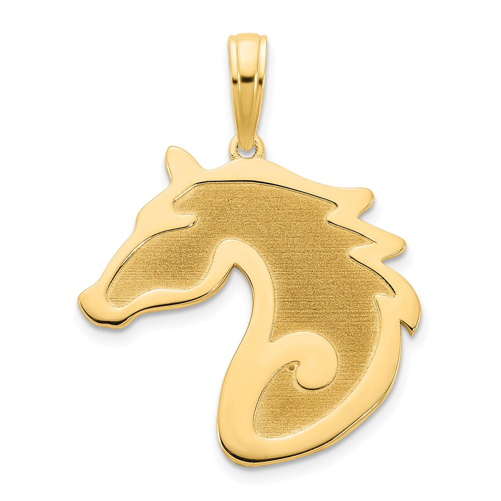 Dije Cabeza de Caballo Arenado en Oro Amarillo de 14K