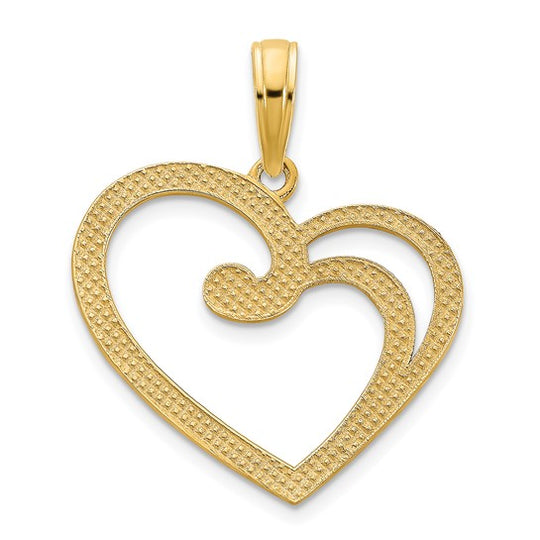 Dije de Corazón Abierto Fancy en Oro Amarillo de 14K