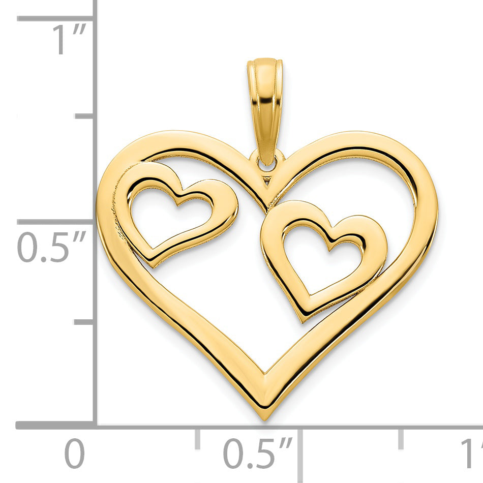 Colgante Corazón en un Corazón en Oro de 14k