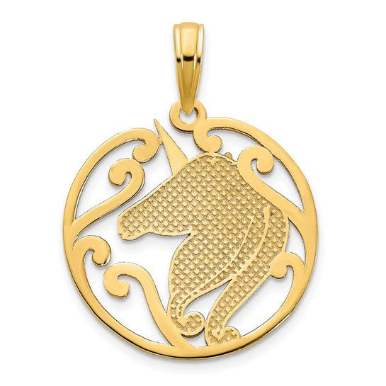 Dije de Unicornio en Oro Amarillo de 14K