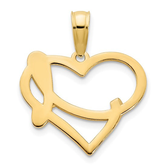 Dije de Corazón Elegante en Oro Amarillo de 14k