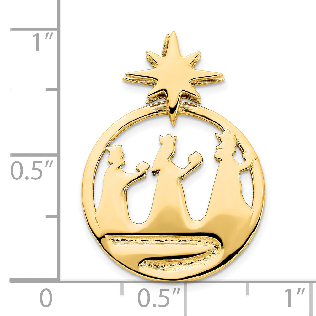 Dije de los Tres Reyes Magos y la Estrella del Norte en Oro Amarillo de 14k Pulido