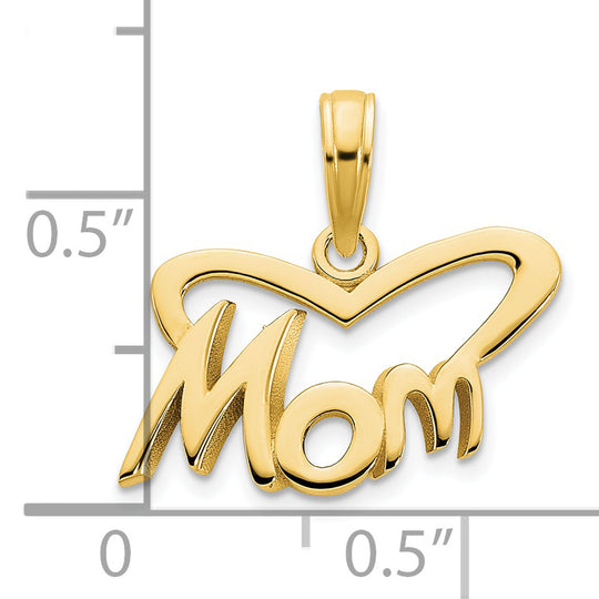 Colgante en Forma de Corazón "MOM" en Oro Amarillo de 14k