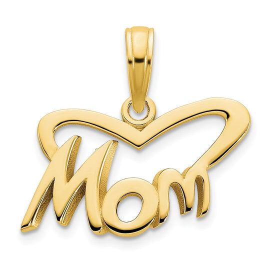 Colgante en Forma de Corazón "MOM" en Oro Amarillo de 14k