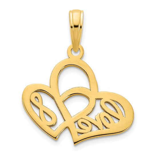 Colgante Corazón LOVE Símbolo de Infinito en Oro Amarillo 14K