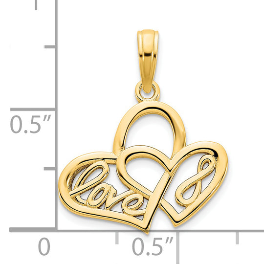 Colgante Corazón LOVE Símbolo de Infinito en Oro Amarillo 14K