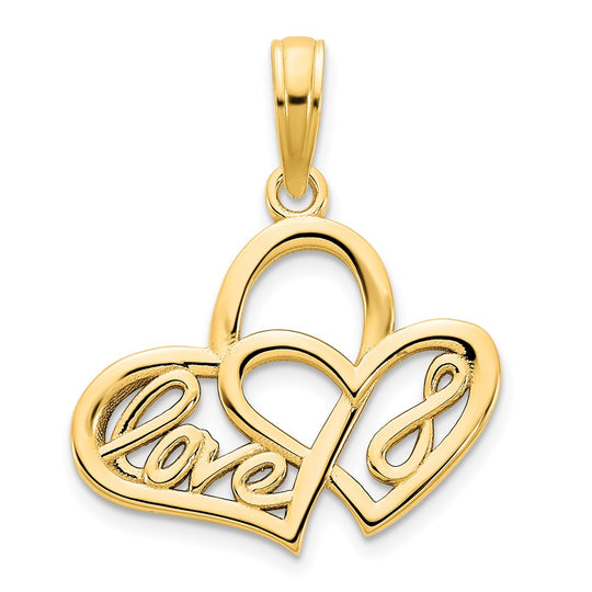 Colgante Corazón LOVE Símbolo de Infinito en Oro Amarillo 14K