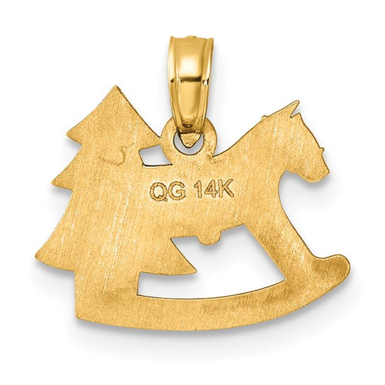 Dije de Caballito de Rocking y Árbol de Navidad con Epóxico en Oro Amarillo 14K