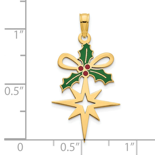 Dije de Acebo y Estrella del Norte en Epóxido 14K