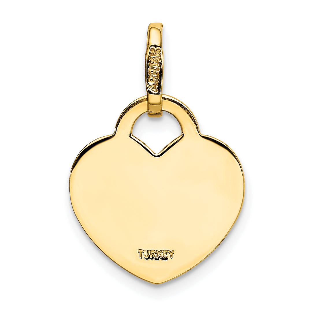 Dije de Disco con Forma de Corazón en Oro Amarillo de 14k Pulido