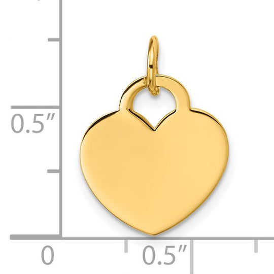 Dije de Disco con Forma de Corazón en Oro Amarillo de 14k Pulido