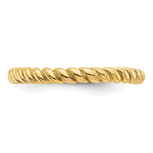 Anillo de Boda Torcido Pulido en Oro Amarillo de 14k