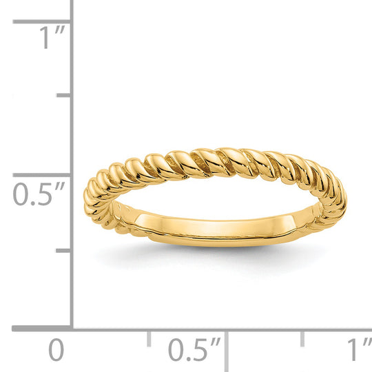 Anillo de Boda Torcido Pulido en Oro Amarillo de 14k