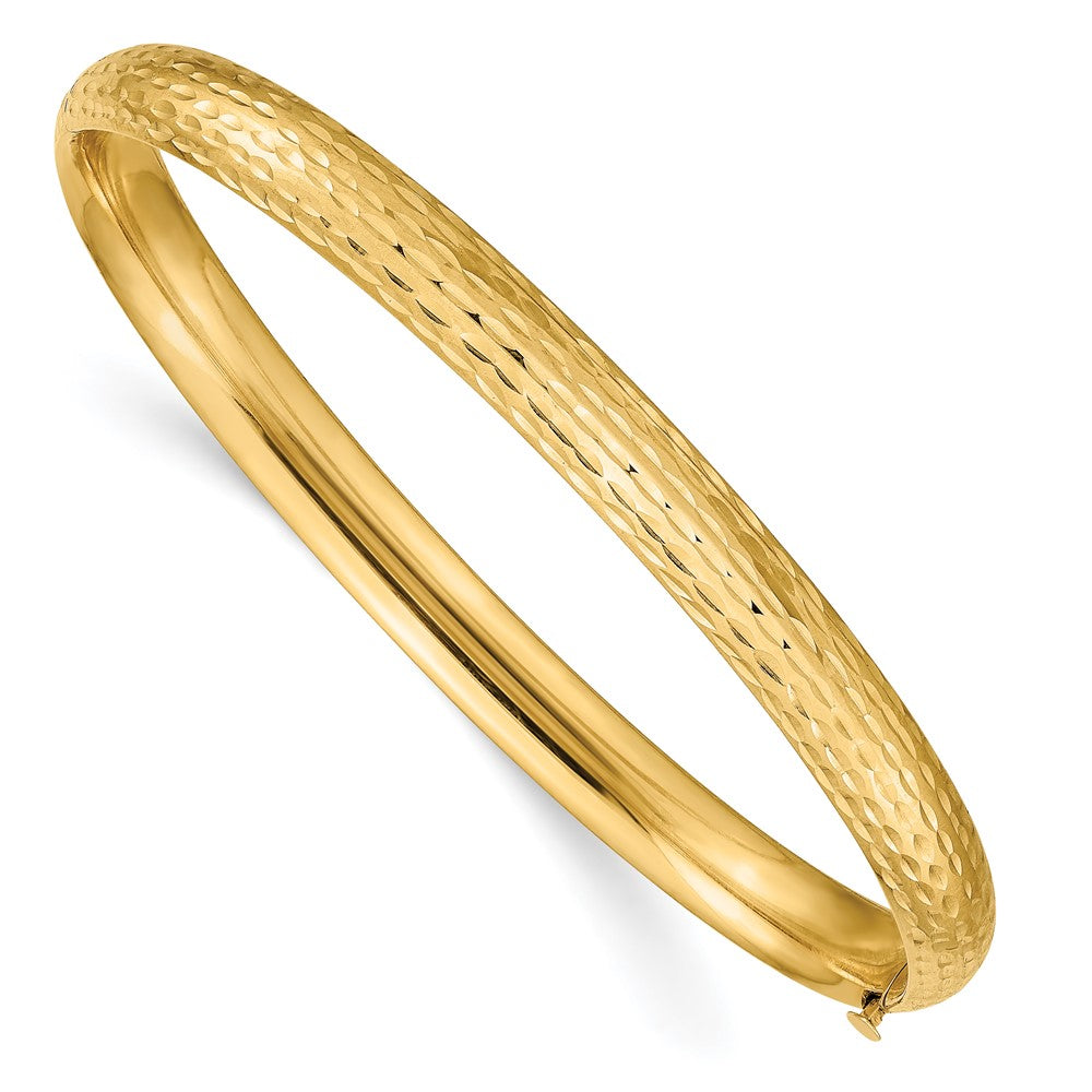 Pulsera Bangle con Corte Diamante de 14k y Bisagra Fancy