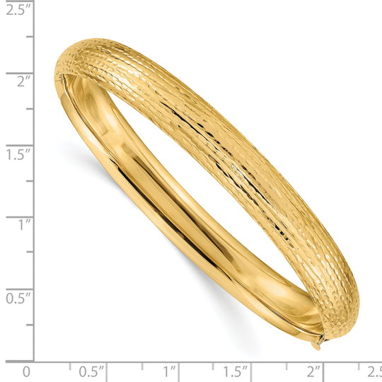 Brazalete Articulado de Oro Amarillo de 14K con Diseño Diamond-Cut y Acabado Pulido