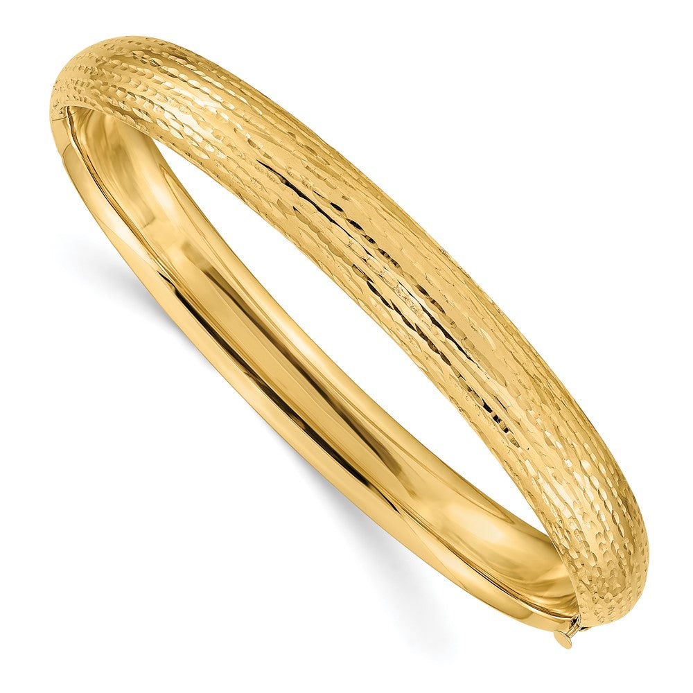 Brazalete Articulado de Oro Amarillo de 14K con Diseño Diamond-Cut y Acabado Pulido