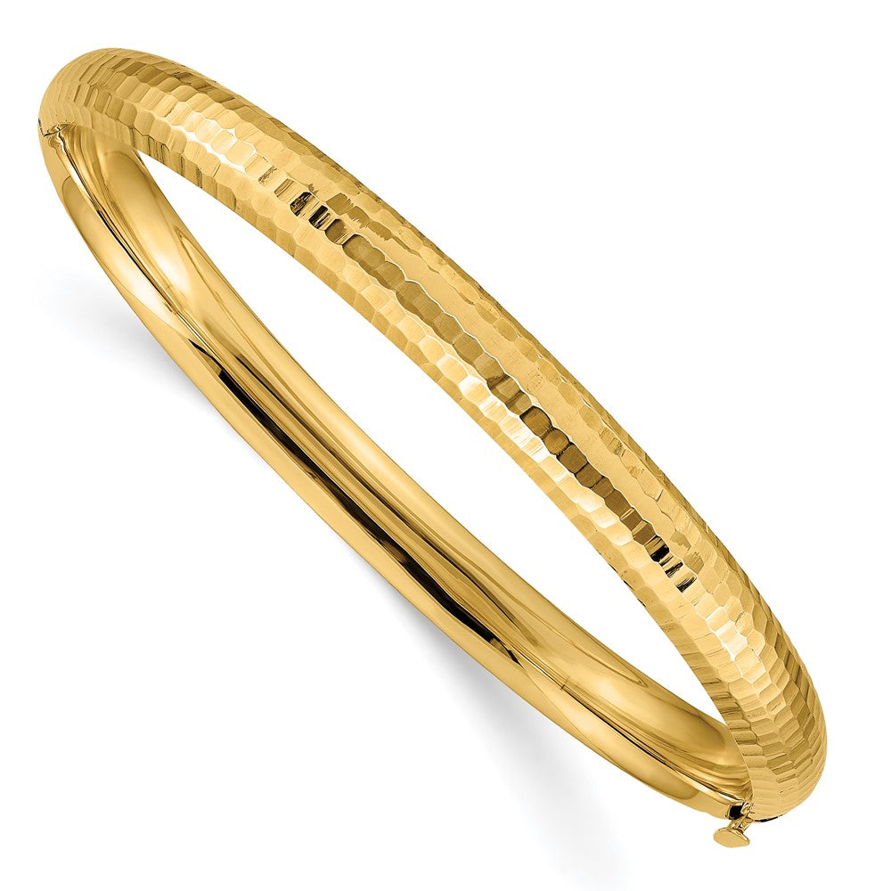 Brazalete Rígido con Bisagra de 14k 4/16 Martillado y de Estilo Elegante