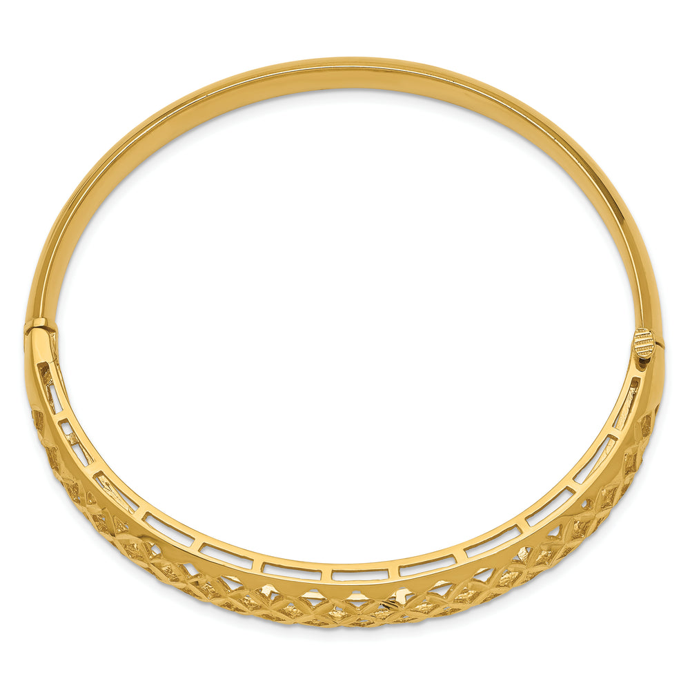 Brazalete Bangle Graduado con Tejido Elegante 14K Oro Amarillo