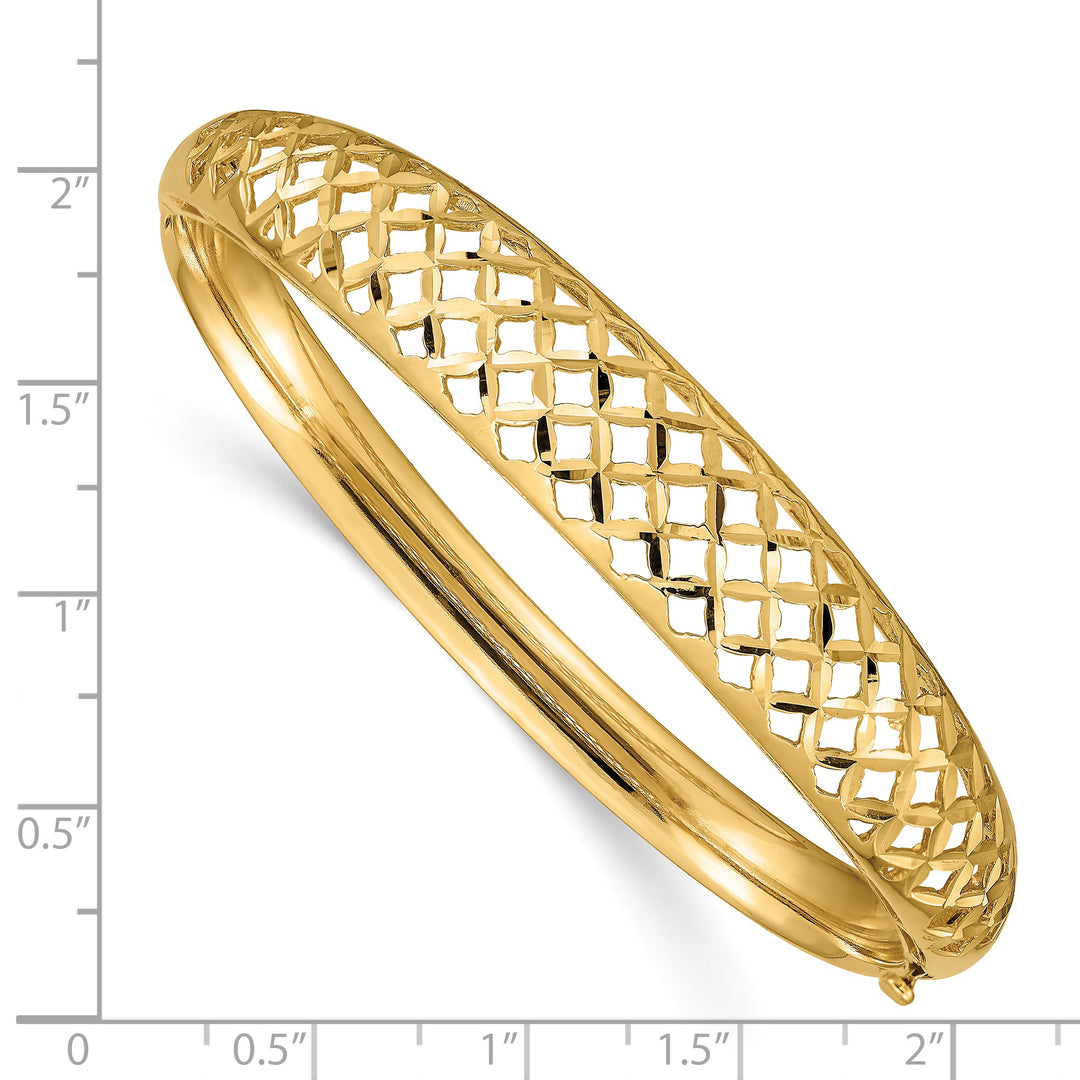 Brazalete Bangle Graduado con Tejido Elegante 14K Oro Amarillo