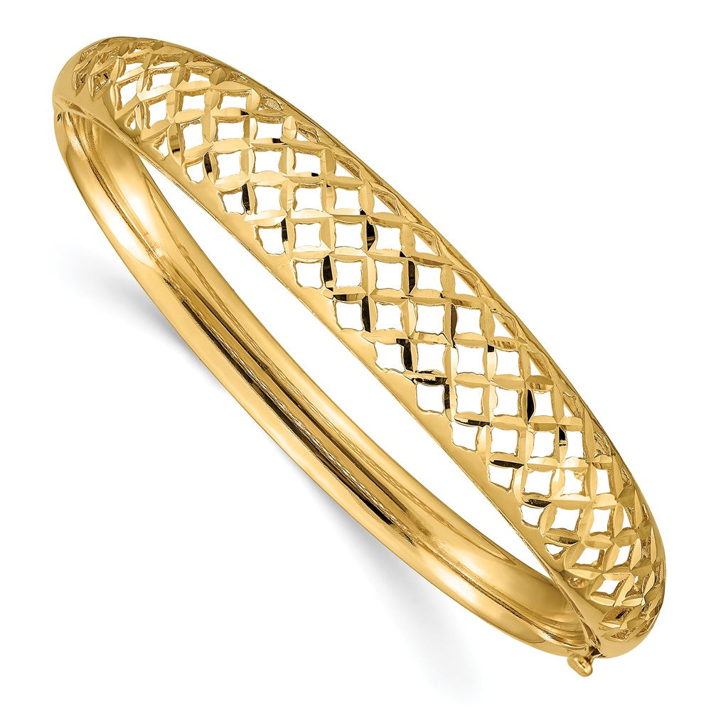 Brazalete Bangle Graduado con Tejido Elegante 14K Oro Amarillo