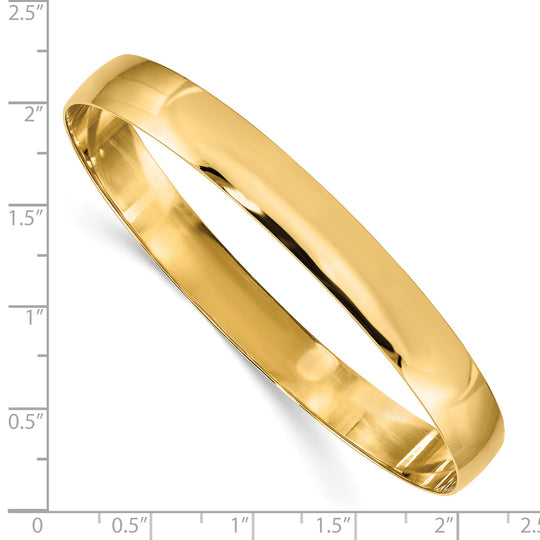 Brazalete Deslizante Semicircular Pulido Sólido de 8 mm en Oro 14k