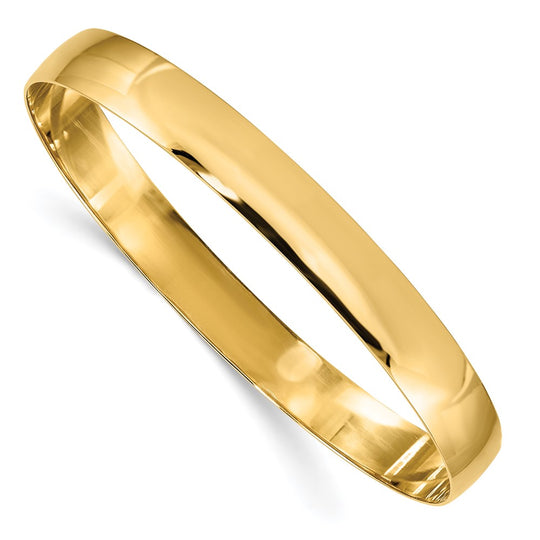 Brazalete Deslizante Semicircular Pulido Sólido de 8 mm en Oro 14k