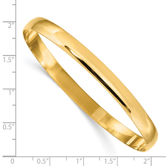 Brazalete Deslizante Semicircular Pulido Sólido de 6 mm en Oro de 14k