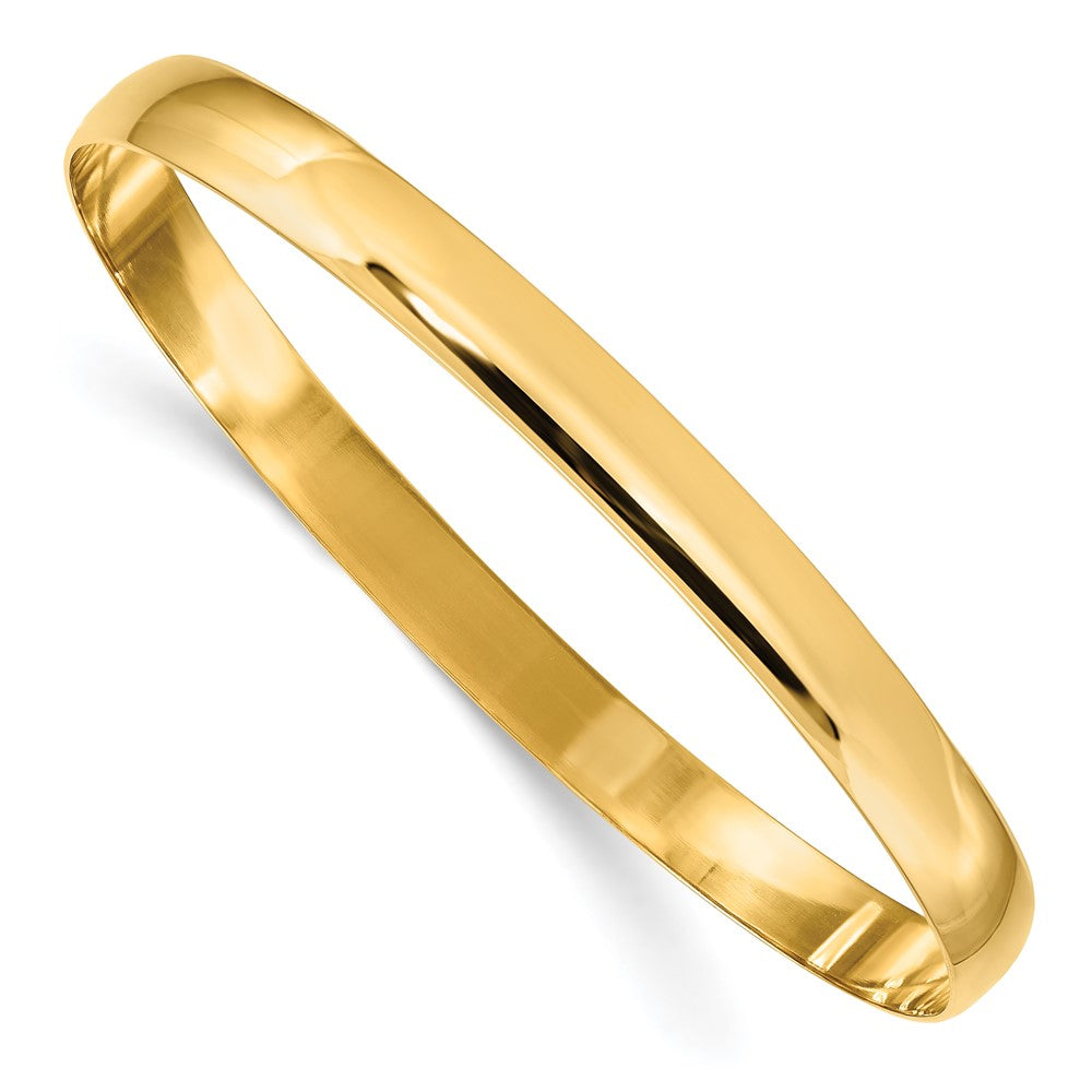 Brazalete Deslizante Semicircular Pulido Sólido de 6 mm en Oro de 14k