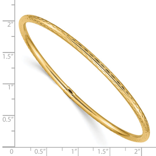 Pulsera Bangle de Corte Diamante de 3mm en Oro de 14k