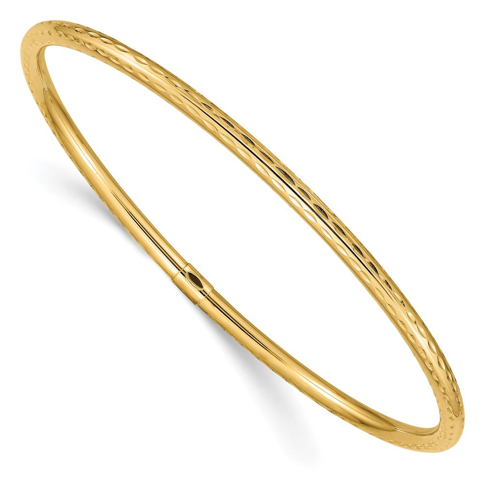 Pulsera Bangle de Corte Diamante de 3mm en Oro de 14k